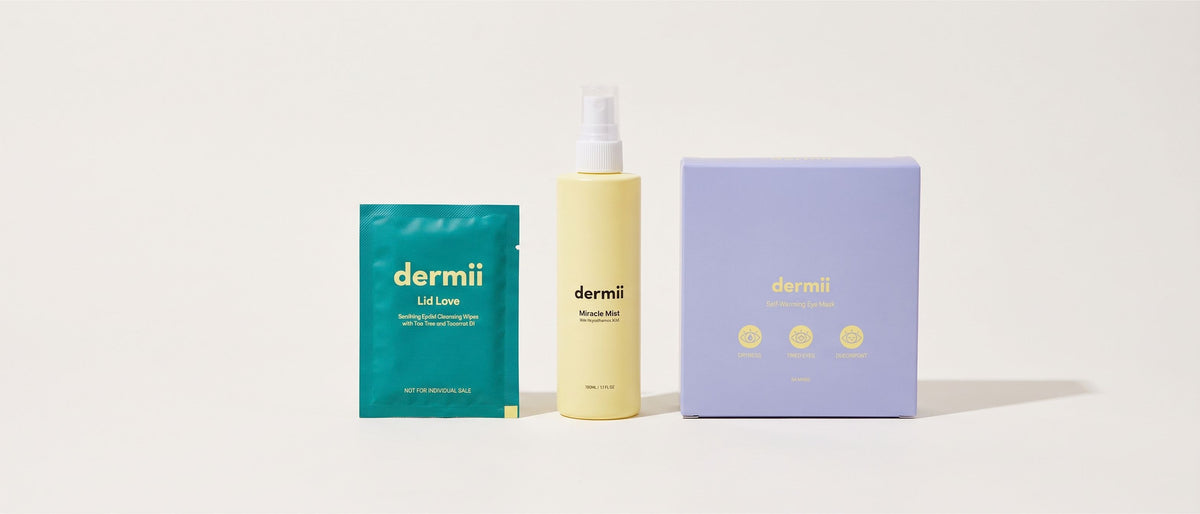 The Lid Lover Starter Bundle: Lid Love wipes, Miracle Mist and the Self-Warming Eye Mask